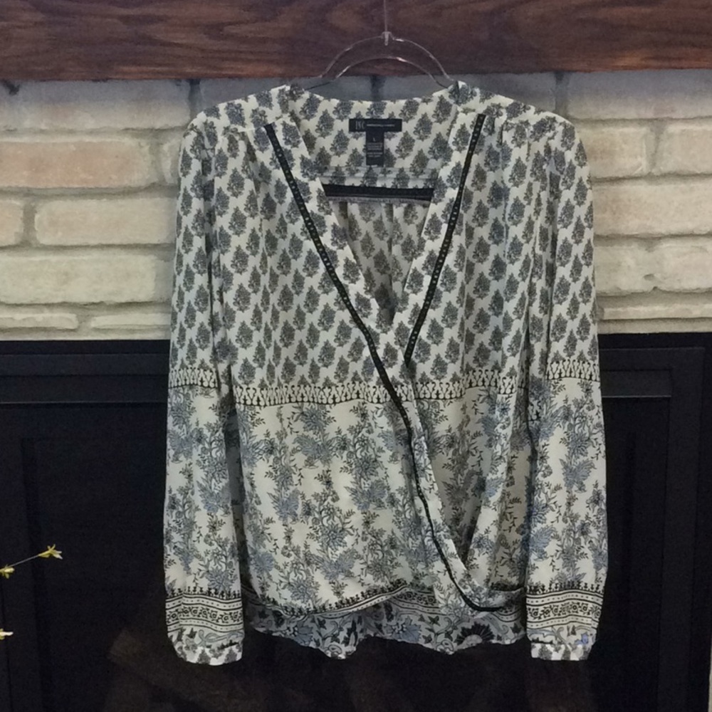 INC High-Low flowery geographic print top